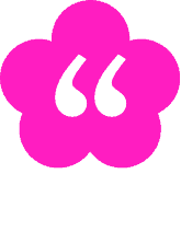 Quote symbol inside a stylized cherry blossom icon